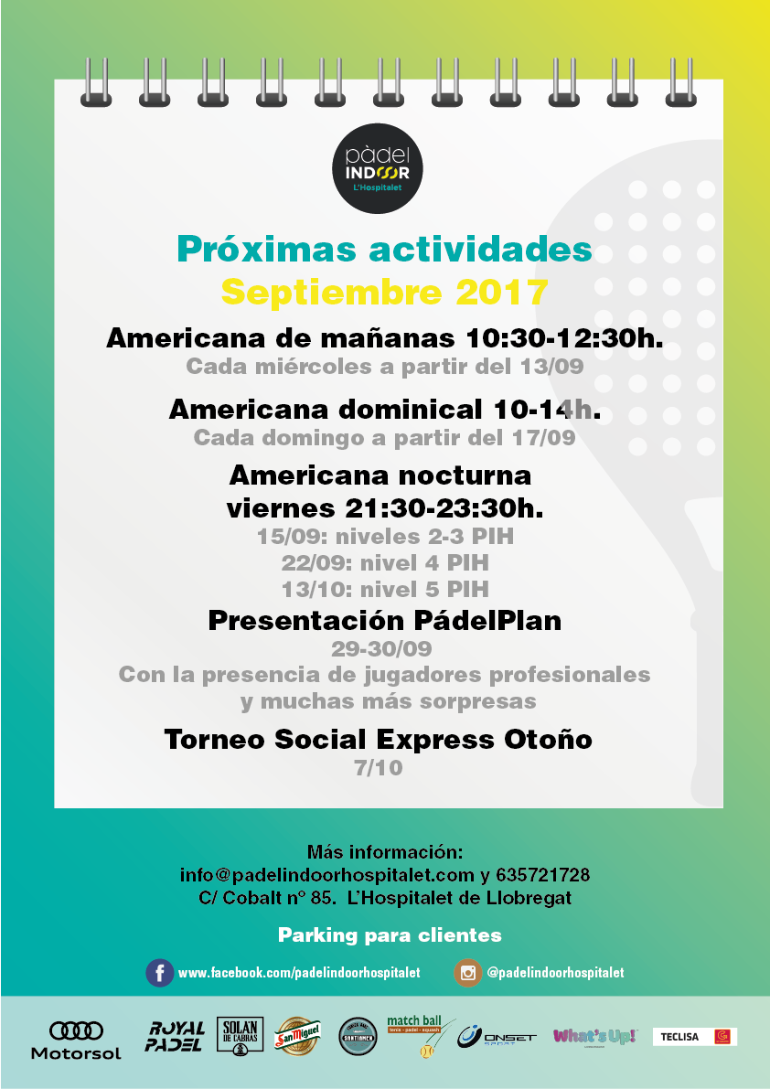 Actividades padel indoor hospitalet